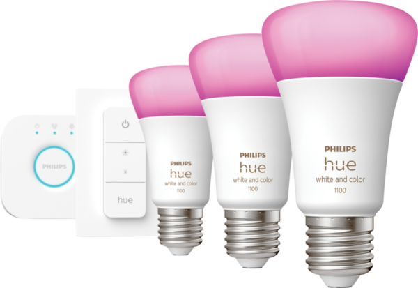 Aanbieding Philips Hue White & Color Starter Pack E27 met 3 lampen